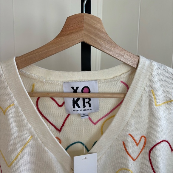 Kerri Rosenthal Sweaters - XOKR Kerri Rosenthal Womens Medium Heart Knit Cardigan Cropped Anthropologie NWT